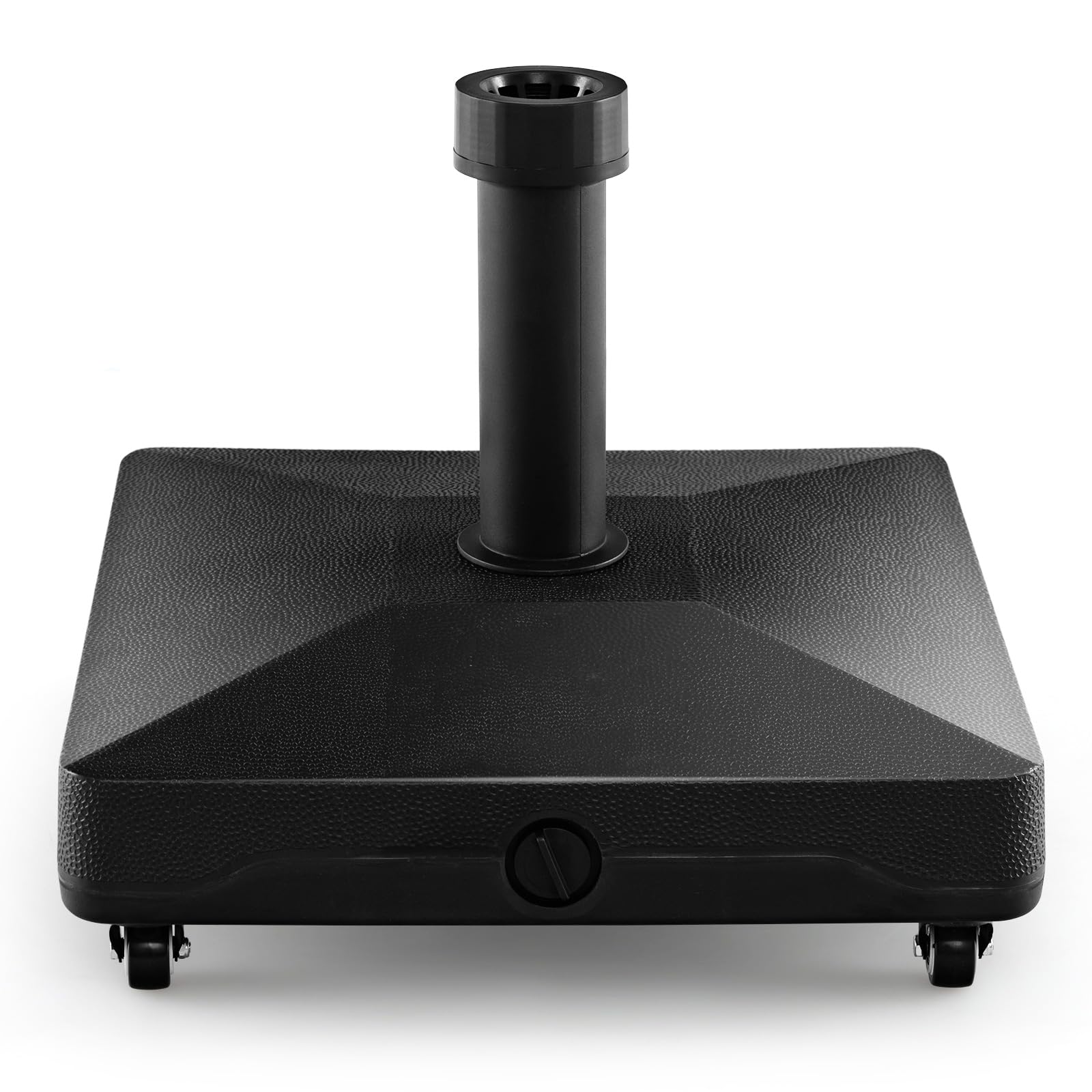 Tangkula Patio Umbrella Base, Heavy-Duty 54 lbs Market Stand w/4 Universal Wheels, 2 Receivers, Square Pole Stand